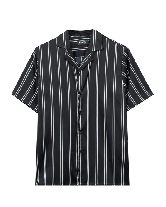 Black Stripe Cuban Shirt