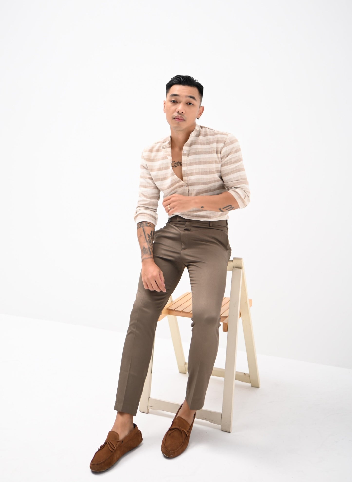 BROWN STRAP TROUSERS