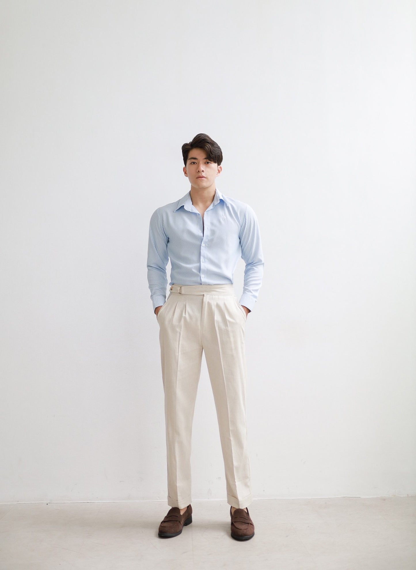 Cream White Linen Trousers