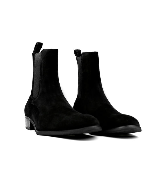 Black Suede Hi-Top Chelsea Boots