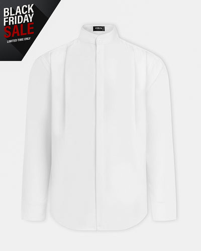 WHITE DOUBLE-PLEATED SHIRT