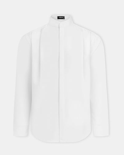 WHITE DOUBLE-PLEATED SHIRT